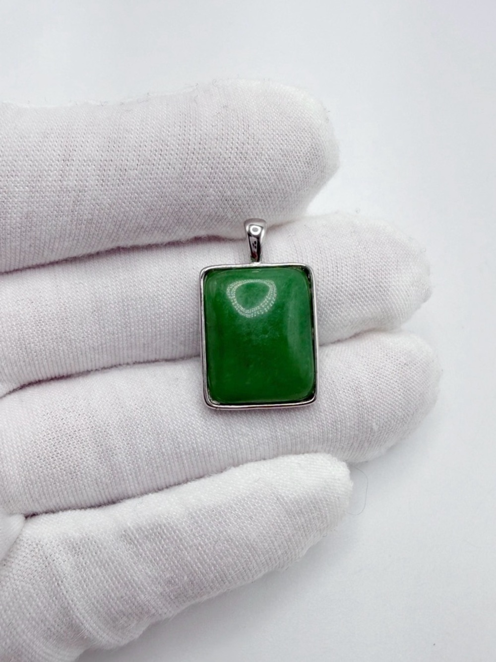 Burmese Green Jade  .925 Sterling Silver Pendant